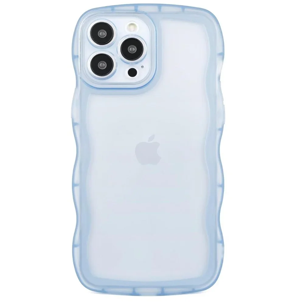 iPhone 13 Pro Max Kawaii Wave Frame Phone Cover - Clear/Blue